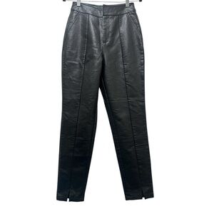 Nasty Gal Faux Leather Straight Leg Pants Size 8 Black High Waist